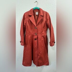 J Jill Women's Trench Coat Burnt Orange Belted, Size XSP petite Jacket